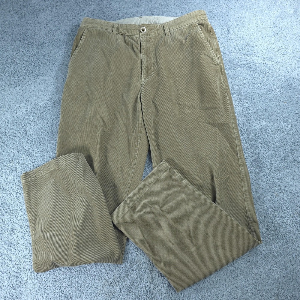 Woolrich Corduroy Pants Mens 34x32 Beige Chino Flat Front Classic Fit Casual